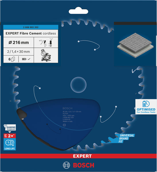 BOSCH EXPERT Fiber Cement Kreissägeblatt, 216x2x30 mm, Z6