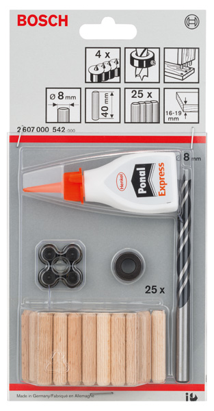 BOSCH 32-tlg. Holzdübel-Set, 8 mm