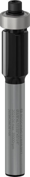 BOSCH PRO Bündigfräser mit untenlieg. Führungskugellager, Ø 3/8"xL 17/32", Schaft 1/4" BOSCH PRO Bündigfräser mit untenlieg. Führungskugellager, Ø 3/8"xL 17/32", Schaft 1/4"