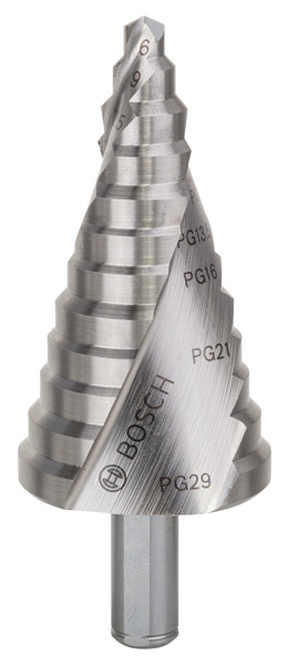 BOSCH Stufenbohrer HSS, für Kabelverschraubungen, 6 - 37 mm, 10 mm, 93 mm, 12 Stufen BOSCH Stufenbohrer HSS, für Kabelverschraubungen, 6 - 37 mm, 10 mm, 93 mm, 12 Stufen
