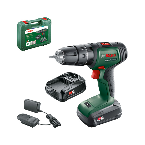 BOSCH Akku-Bohrschrauber UniversalImpact 18V, 2 x Akku PBA 18V 1.5Ah, Tragekoffer BOSCH Akku-Bohrschrauber UniversalImpact 18V, 2 x Akku PBA 18V 1.5Ah, Tragekoffer