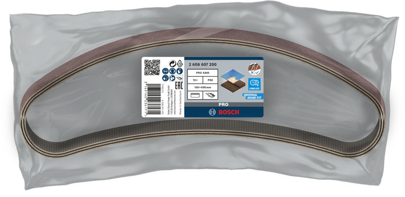 BOSCH PRO X440 Schleifband, 100 x 690 mm, G60, 10-tlg.