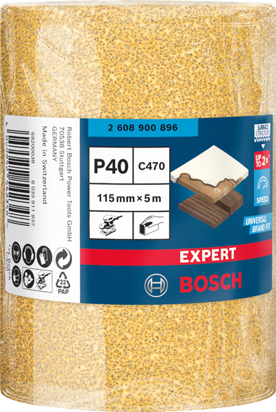 BOSCH EXPERT C470 Schleifband, 115mmx5m, K40, keine Löcher BOSCH EXPERT C470 Schleifband, 115mmx5m, K40, keine Löcher