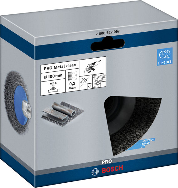BOSCH PRO Metal clean Kegelbürste, 100 x 0,3 mm, Gewinde