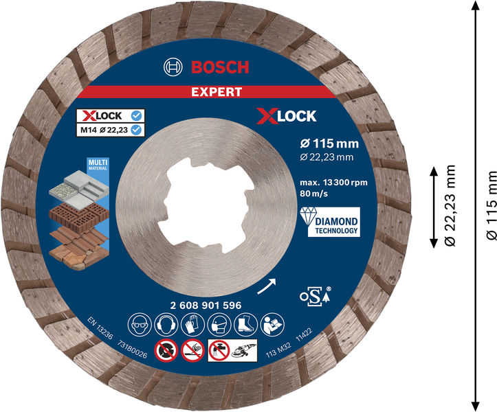 BOSCH EXPERT Multi Material X-LOCK Diamanttrennscheiben, 115x22,23x2,4x12 mm BOSCH EXPERT Multi Material X-LOCK Diamanttrennscheiben, 115x22,23x2,4x12 mm