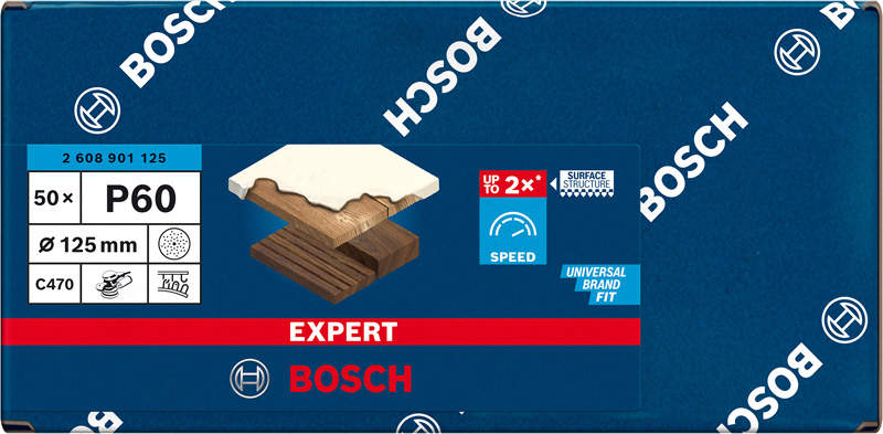 BOSCH EXPERT C470 Schleifscheibe, 125mm, K60, Multilochung, 50-tlg.