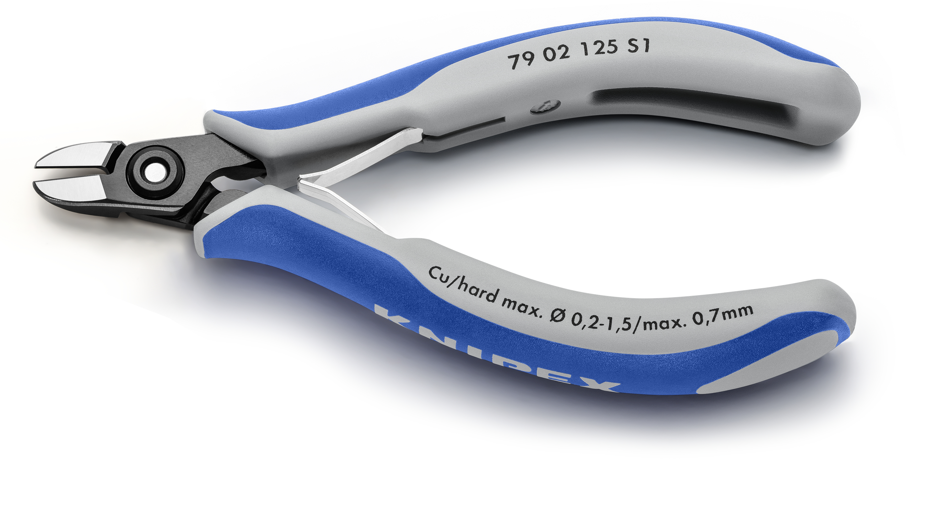 KNIPEX KNIPEX 79 02 125 S1 Präzisions-Elektronik-Seitenschneider z. B. zum Öffnen von Kunststoff-Kabelverbindern 125 mm brüniert mit Mehrkomponenten-Hüllen poliert