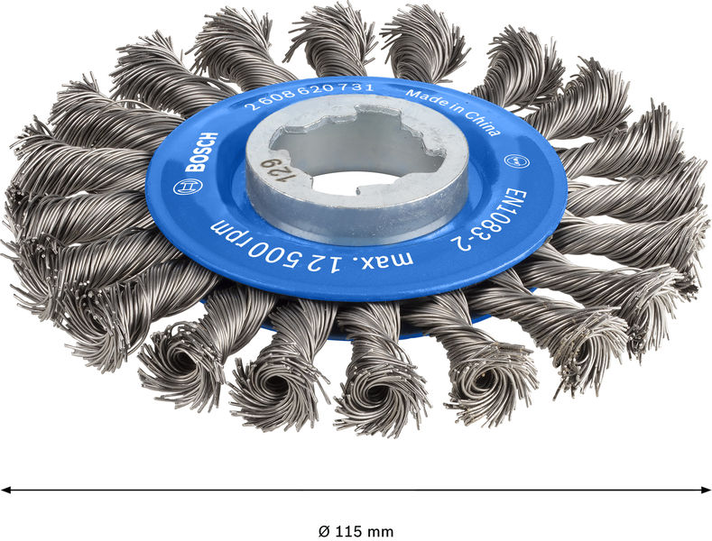 BOSCH X-LOCK Scheibenbürste 115 mm, gezopfter Stahldraht