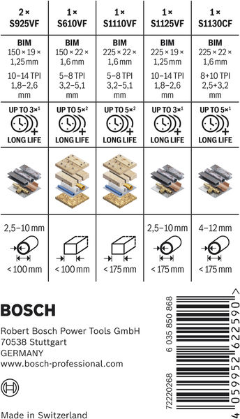 BOSCH PRO Demolition Säbelsägeblatt Set, 6-tlg. BOSCH PRO Demolition Säbelsägeblatt Set, 6-tlg.