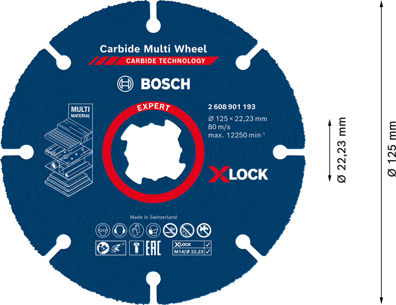 BOSCH EXPERT Carbide Multi Wheel X-LOCK Trennscheibe, 125 mm, 22,23 mm