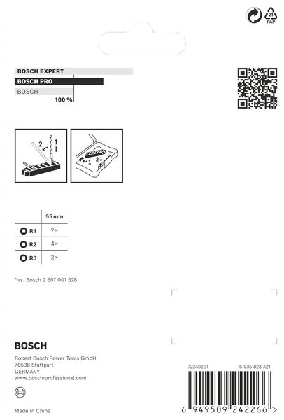 BOSCH PRO R Impact Bit Set, 2 x R1, 4 x R2, 2 x R3, 55 mm, 8-tlg BOSCH PRO R Impact Bit Set, 2 x R1, 4 x R2, 2 x R3, 55 mm, 8-tlg
