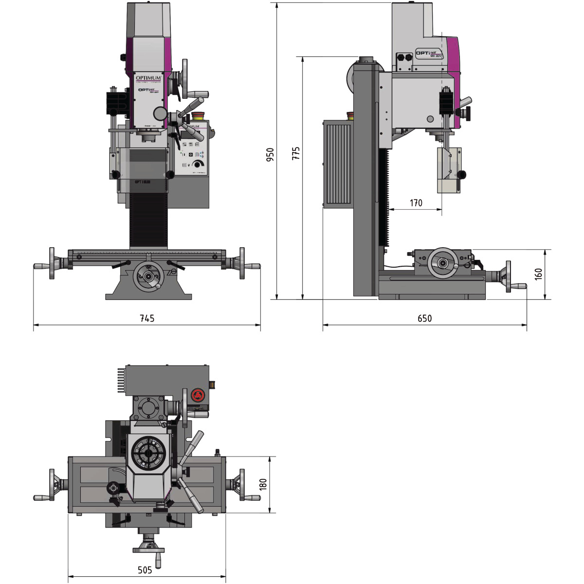 STÜRMER Bohr-Fräsmaschine Optimum OPTImill MH 22V STÜRMER Bohr-Fräsmaschine Optimum OPTImill MH 22V