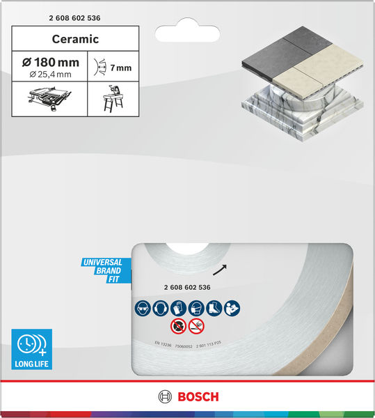BOSCH Ceramic Trennscheibe, 180 x 7 mm, Bohrung 25,4 mm BOSCH Ceramic Trennscheibe, 180 x 7 mm, Bohrung 25,4 mm