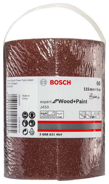 BOSCH Schleifblatt J450 Expert for Wood and Paint, 115 mm x 5 m, G60 BOSCH Schleifblatt J450 Expert for Wood and Paint, 115 mm x 5 m, G60