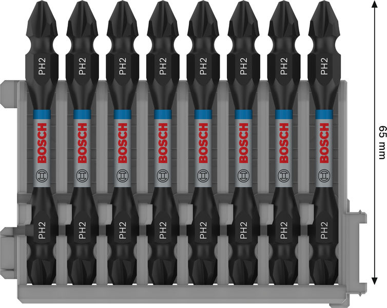BOSCH PRO Impact Schrauberbit mit Doppelklingen und Pick and Click, PH2, 65 mm, 8-tlg.