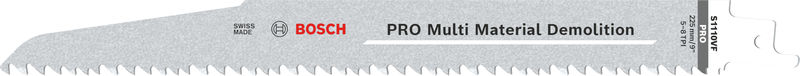 BOSCH PRO Multi Material Demolition S1110VF Säbelsägeblatt, 1,6 x 22 x 225 mm, 5-tlg. BOSCH PRO Multi Material Demolition S1110VF Säbelsägeblatt, 1,6 x 22 x 225 mm, 5-tlg.