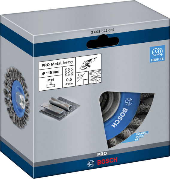 BOSCH PRO Metal heavy Scheibenbürste, 115 x 0,5 mm, Gewinde