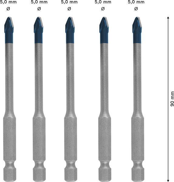 BOSCH EXPERT HEX-9 Hard Ceramic HEX-9 Bohrer-Set, 5 x 90 mm, 5-tlg.