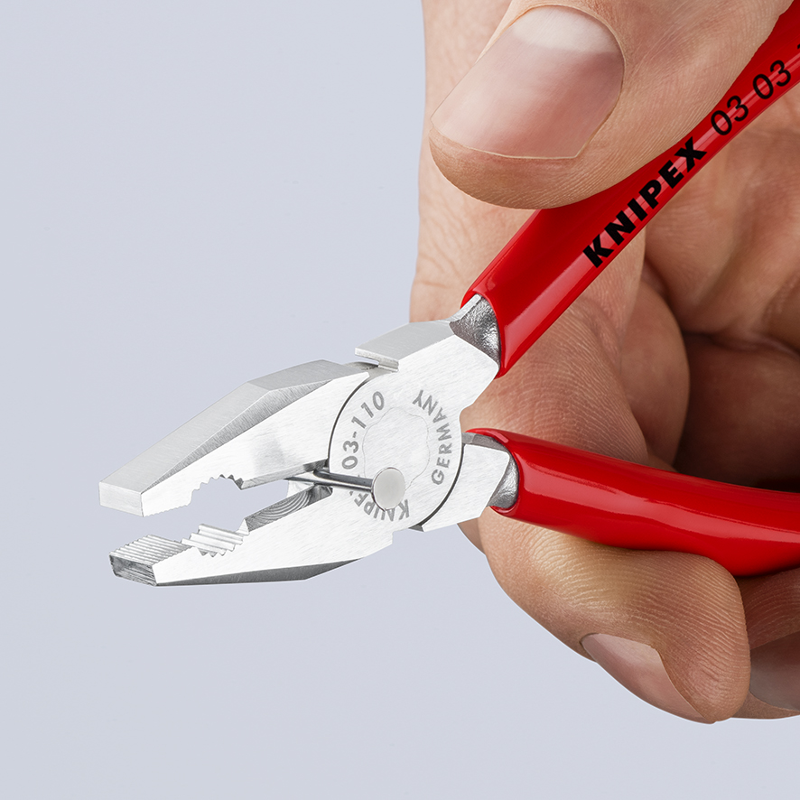 KNIPEX KNIPEX 03 03 110 Mini-Kombizange 110 mm verchromt mit Kunststoff überzogen