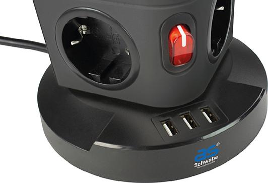 AS SCHWABE TECHNIKPRODUKTE Steckdosenturm, 8 fach, IP 20 AS SCHWABE TECHNIKPRODUKTE Steckdosenturm, 8 fach, IP 20