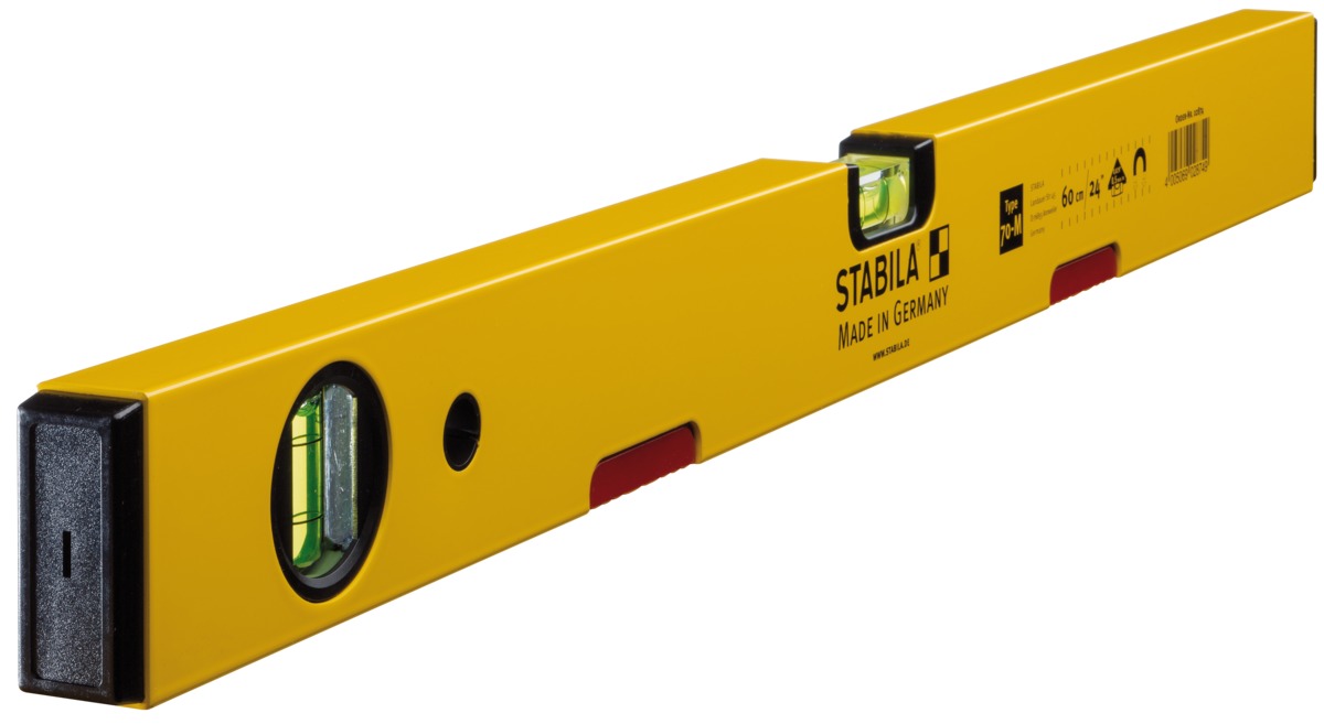 STABILA Magnet-Wasserwaage Type 70 M, 60 cm, leichtes Alu-Profil, starkes Seltenerd-Magnetsystem, 1 Horizontal-Libelle, 1 Vertikal-Libelle, Made in Germany STABILA Magnet-Wasserwaage Type 70 M, 60 cm, leichtes Alu-Profil, starkes Seltenerd-Magnetsystem, 1 Horizontal-Libelle, 1 Vertikal-Libelle, Made in Germany