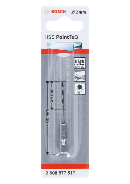 BOSCH HSS PointTeQ Sechskantbohrer 2 mm BOSCH HSS PointTeQ Sechskantbohrer 2 mm