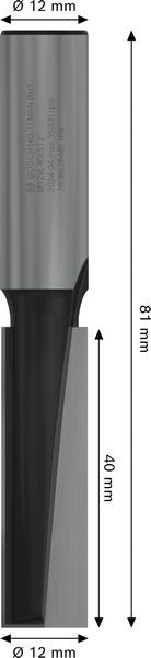 BOSCH PRO Nutfräser, zweischneidig, Ø 12 x L 40, Schaft 12 mm BOSCH PRO Nutfräser, zweischneidig, Ø 12 x L 40, Schaft 12 mm