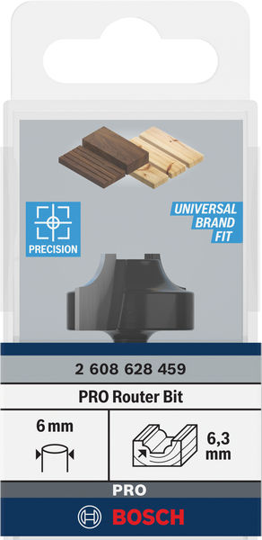BOSCH PRO Abrundfräser, R 6,3, Schaft 6 mm