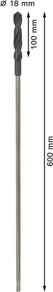 BOSCH PRO Wood HSS Installationsbohrer, 18 x 100 x 600 mm, SDS plus