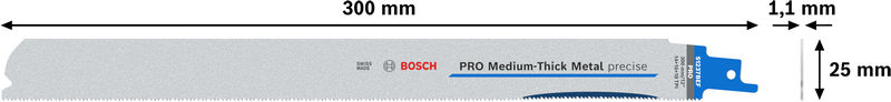 BOSCH PRO Medium-Thick Metal precise S1237BEF Säbelsägeblatt, 1,1x25x300 mm, 5-tlg. BOSCH PRO Medium-Thick Metal precise S1237BEF Säbelsägeblatt, 1,1x25x300 mm, 5-tlg.