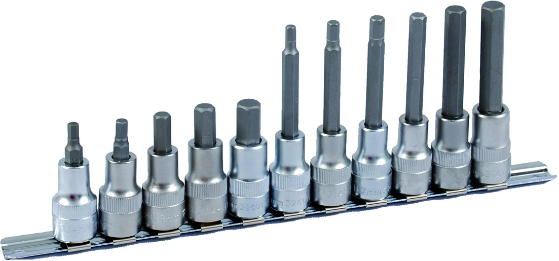 PROJAHN 1/2" Bit Stecknuss Satz auf Schiene 11tlg 6-kant, 60 + 100mm PROJAHN 1/2" Bit Stecknuss Satz auf Schiene 11tlg 6-kant, 60 + 100mm