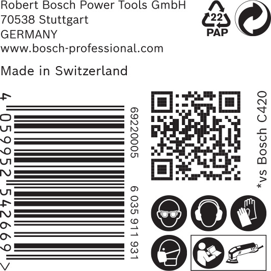 BOSCH EXPERT C470 Schleifblatt, 93x93mm, K80, 6 Löcher, 50-tlg.