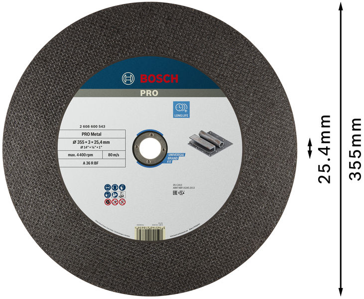 BOSCH PRO Metal Gebundene Trennscheibe, 355x3x25,4 mm