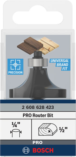 BOSCH PRO Abrundfräser, R 1/2", Schaft 1/4" BOSCH PRO Abrundfräser, R 1/2", Schaft 1/4"
