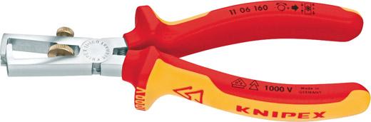 KNIPEX 11 06 160 Abisolierzange mit Öffnungsfeder, universal isoliert mit Mehrkomponenten-Hüllen, VDE-geprüft verchromt 160 mm KNIPEX 11 06 160 Abisolierzange mit Öffnungsfeder, universal isoliert mit Mehrkomponenten-Hüllen, VDE-geprüft verchromt 160 mm