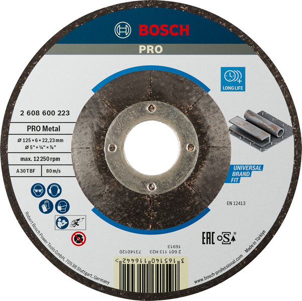 BOSCH PRO Metal Schleifscheibe, 125 x 6 x 22.23 mm, oSa BOSCH PRO Metal Schleifscheibe, 125 x 6 x 22.23 mm, oSa