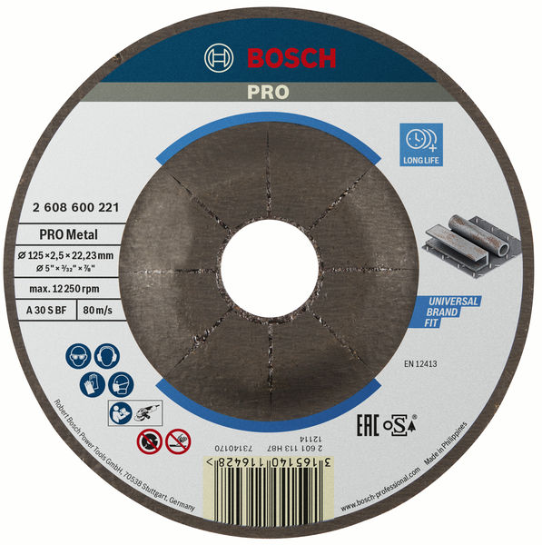 BOSCH PRO Metal Trennscheibe, 125 x 2.5 x 22.23 mm, gekröpft, oSa