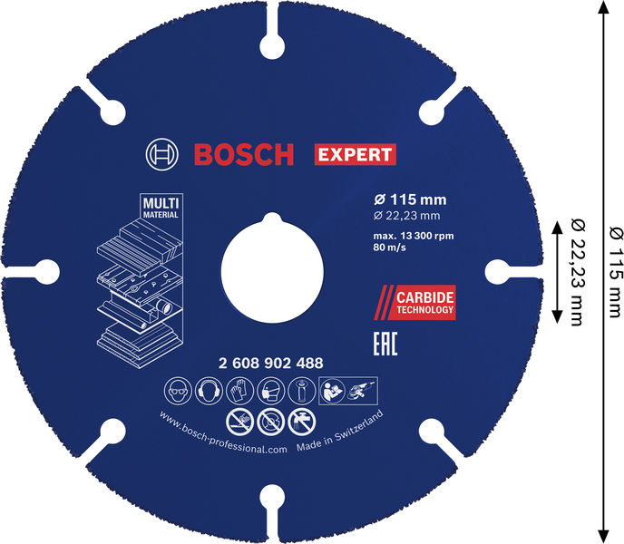 BOSCH EXPERT Multi Material Carbide-Trennscheibe, 115 x 22,23 mm BOSCH EXPERT Multi Material Carbide-Trennscheibe, 115 x 22,23 mm