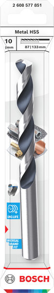 BOSCH Metal HSS Spiralbohrer, 10 x 87 x 133 mm, CYL-Schaft