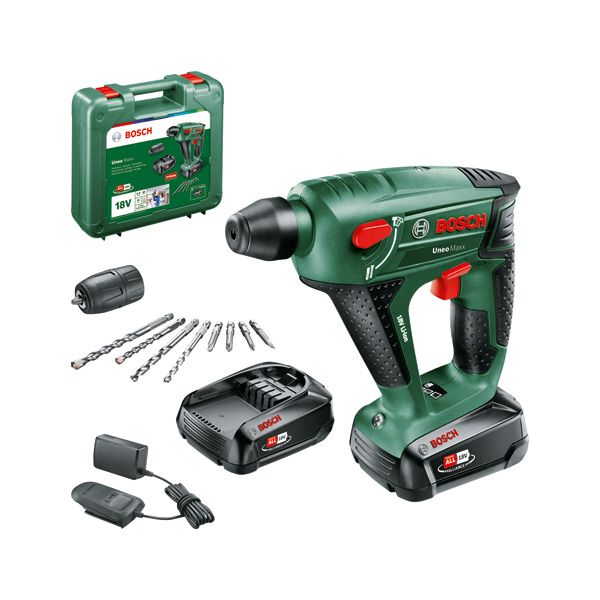 BOSCH Akku-Bohrhammer UNEO Maxx, 2 x Akku PBA 18V 2.0Ah im Tragekoffer BOSCH Akku-Bohrhammer UNEO Maxx, 2 x Akku PBA 18V 2.0Ah im Tragekoffer