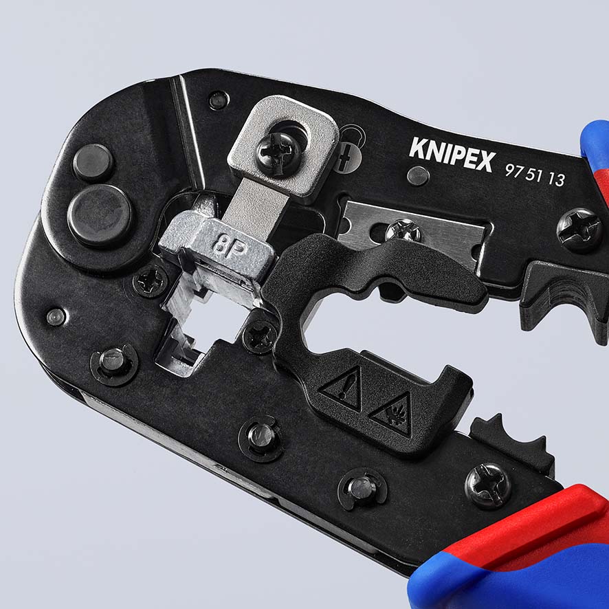 KNIPEX KNIPEX 97 51 13 SB Crimpzange für RJ45-Westernstecker 190 mm brüniert mit Mehrkomponenten-Hüllen