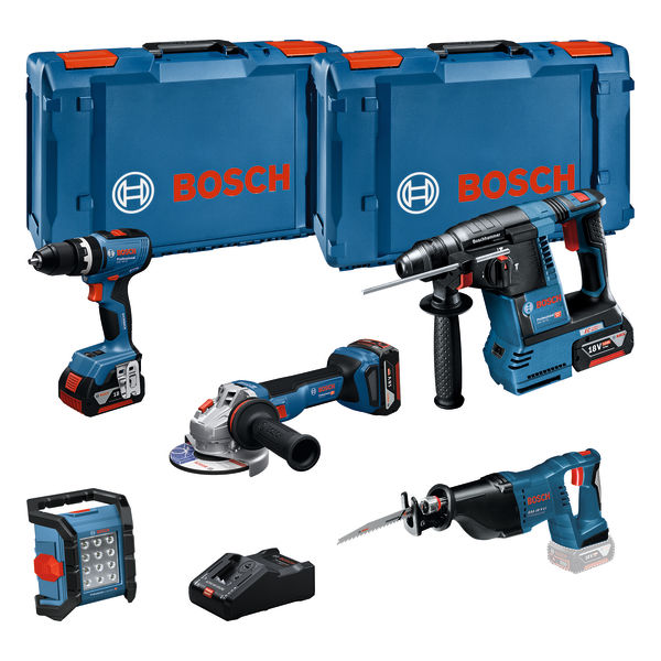 BOSCH Combo Kit 18V-Set mit 5 Werkzeugen: GSB + GBH + GWS + GSA + GLI + 3 x Akku BOSCH Combo Kit 18V-Set mit 5 Werkzeugen: GSB + GBH + GWS + GSA + GLI + 3 x Akku