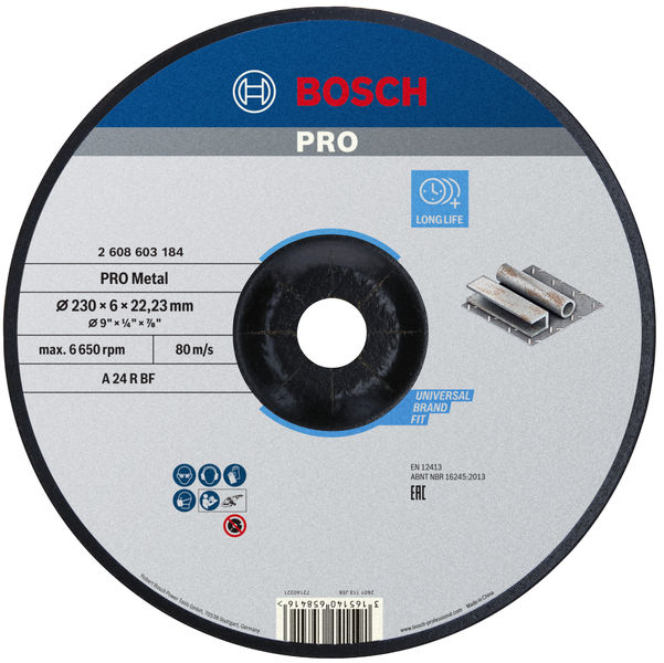 BOSCH PRO Metal Schleifscheibe, 230 x 6 x 22.23 mm BOSCH PRO Metal Schleifscheibe, 230 x 6 x 22.23 mm