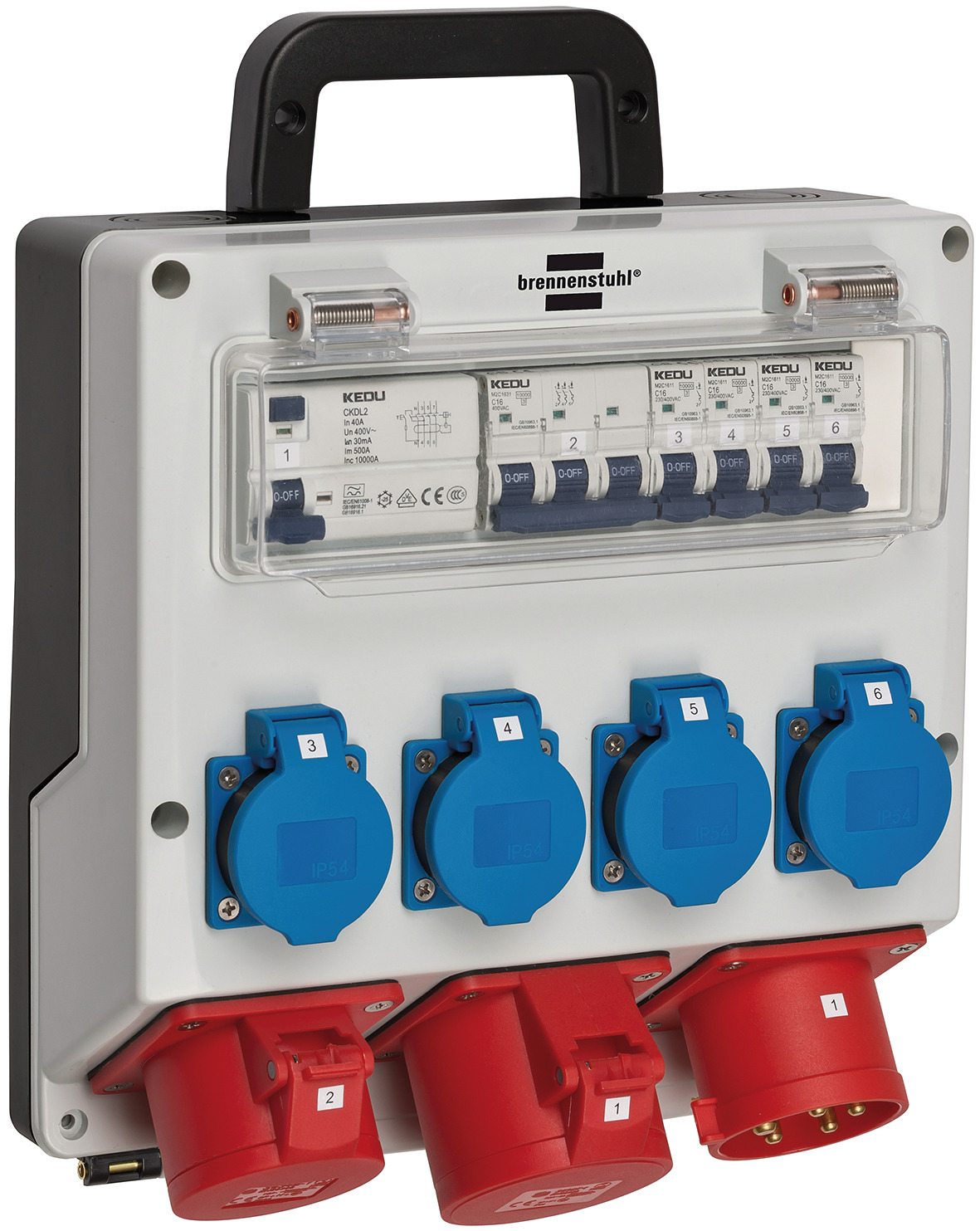 BRENNENSTUHL Wandverteiler 4/32 IP44 4x LS 230V/16 A, 1xLS 400V/16 A, 1xFI 40 A 4-polig 30mA BRENNENSTUHL Wandverteiler 4/32 IP44 4x LS 230V/16 A, 1xLS 400V/16 A, 1xFI 40 A 4-polig 30mA