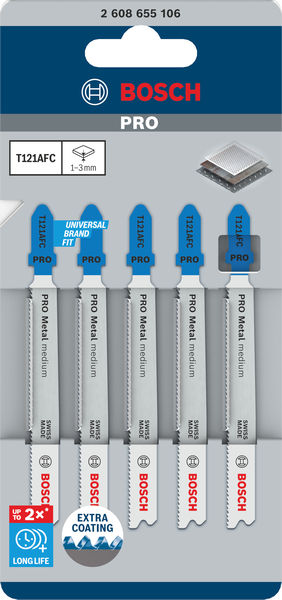 BOSCH PRO Metal medium T121AFC Stichsägeblatt, 92 mm, 5-tlg.