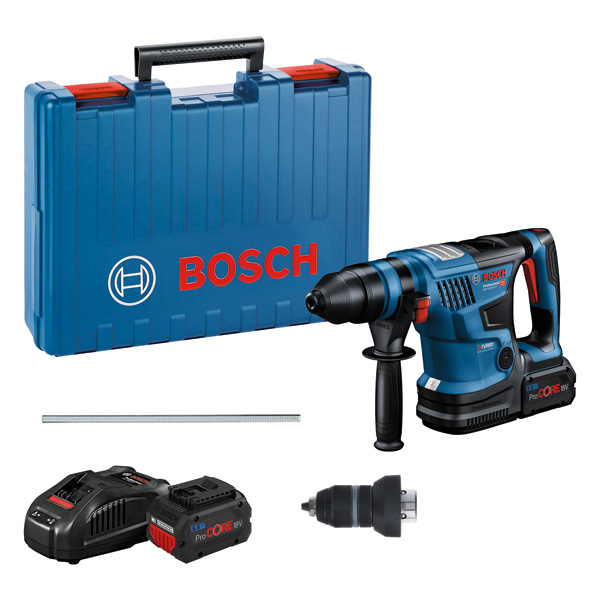 BOSCH Akku-Bohrhammer GBH 18V-34 CF mit 2x 5,5 Ah Akku ProCORE18V, Tiefenanschlag BOSCH Akku-Bohrhammer GBH 18V-34 CF mit 2x 5,5 Ah Akku ProCORE18V, Tiefenanschlag