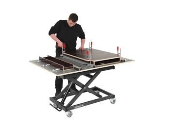 RUWI Hubtisch Basic Arbeitstisch HPL Lochrasterplatte RUWI Hubtisch Basic Arbeitstisch HPL Lochrasterplatte