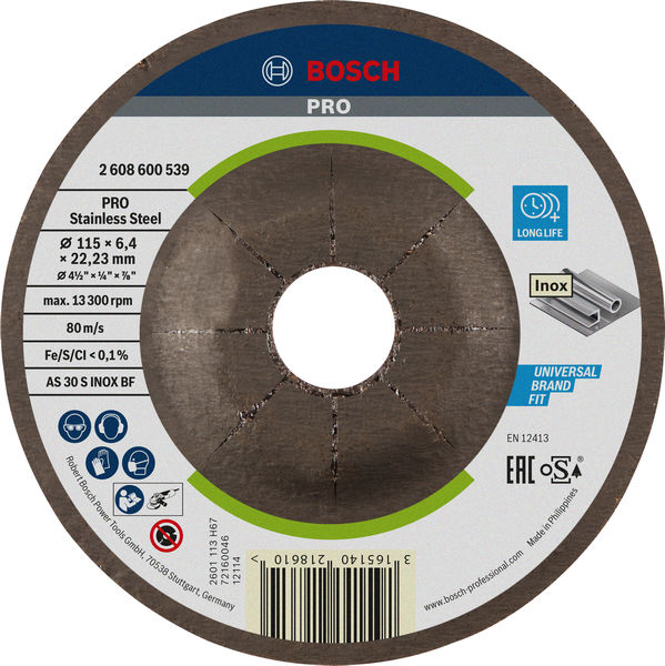 BOSCH PRO Stainless Steel Schruppscheibe, 115 x 6 x 22,23 mm