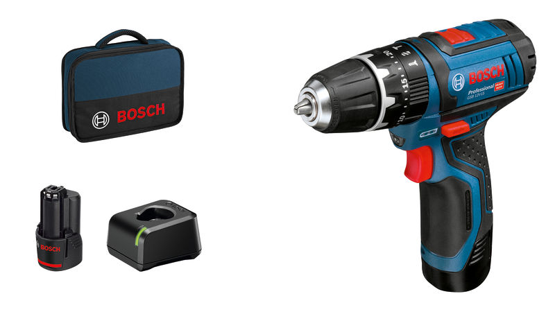 BOSCH Akku-Schlagbohrschrauber GSB 12V-15, 2 x Akku GBA 12V 2.0Ah