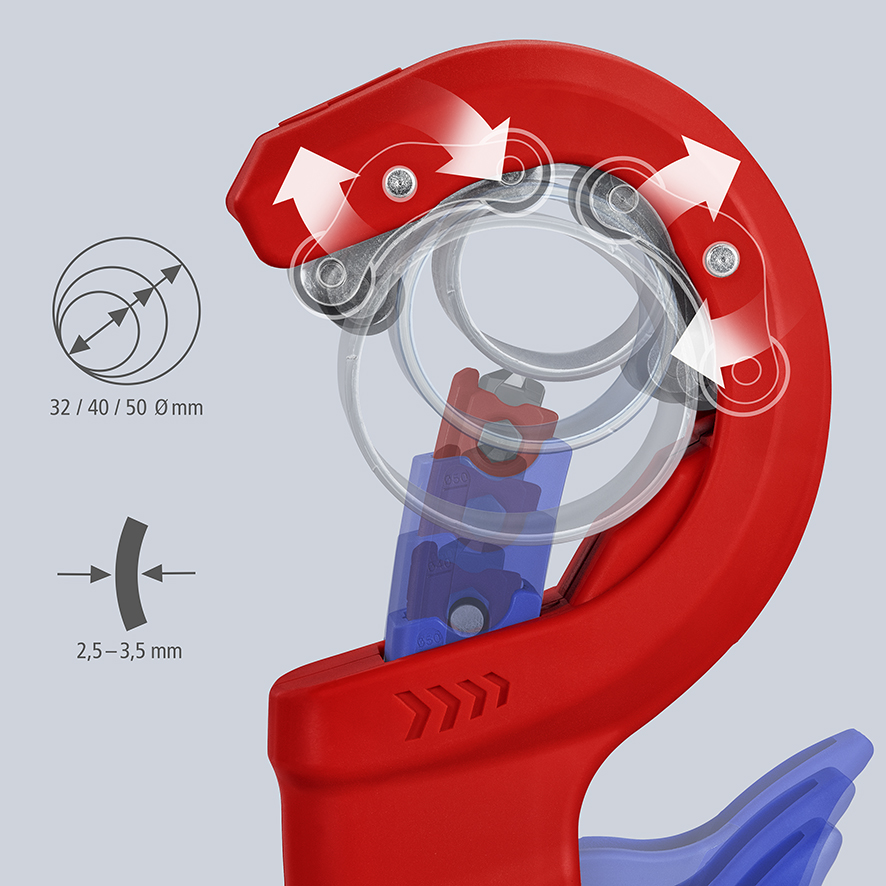 KNIPEX KNIPEX 90 23 02 BK DPT50 Rohrschneider für dickwandige Kunststoffrohre, auch kerngeschäumt Schneiden und Anfasen in einem Schritt 202 mm mit Kunststoff überzogen KNIPEX KNIPEX 90 23 02 BK DPT50 Rohrschneider für dickwandige Kunststoffrohre, auch kerngeschäumt Schneiden und Anfasen in einem Schritt 202 mm mit Kunststoff überzogen